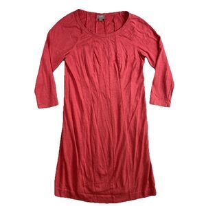 J Jill Ponte Raglan Sleeve Dress Size S Coral Midi 3/4 Sleeves Scoop Neck